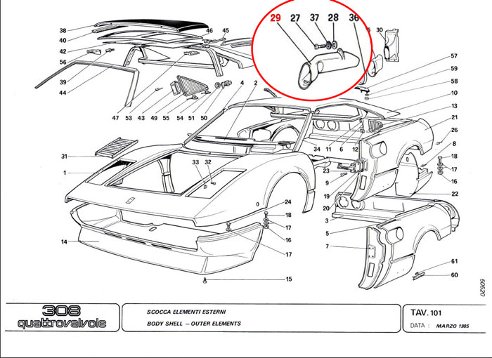 Lufteinlass Kotflügel rechts Ferrari 308 QV / Ferrari 328