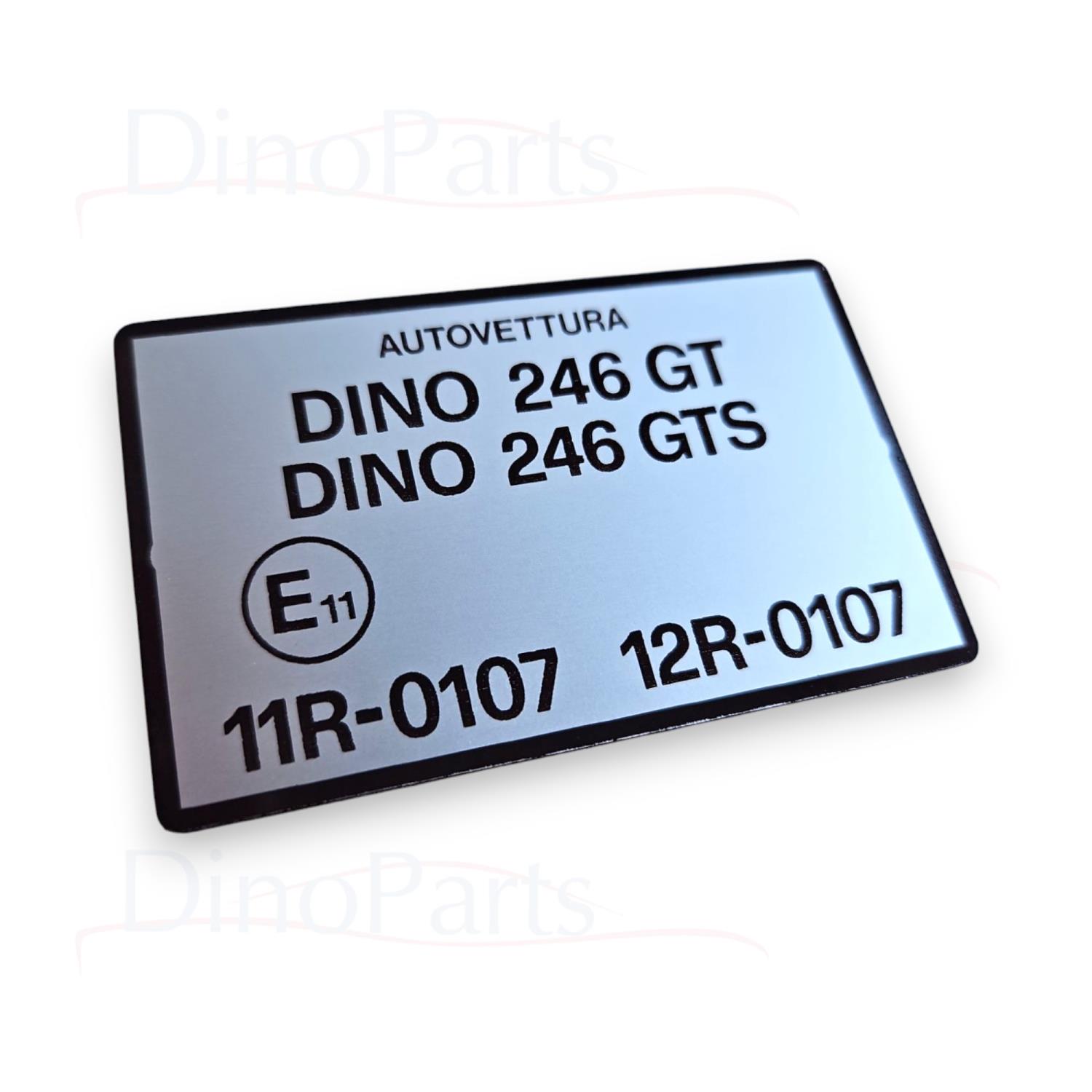 Schild Karosserie Typ Ferrari Dino 246 E-Serie