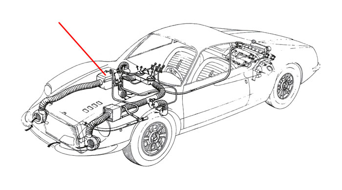 Gehäuse Heizungskühler rechts Ferrari Dino 246 E-Serie