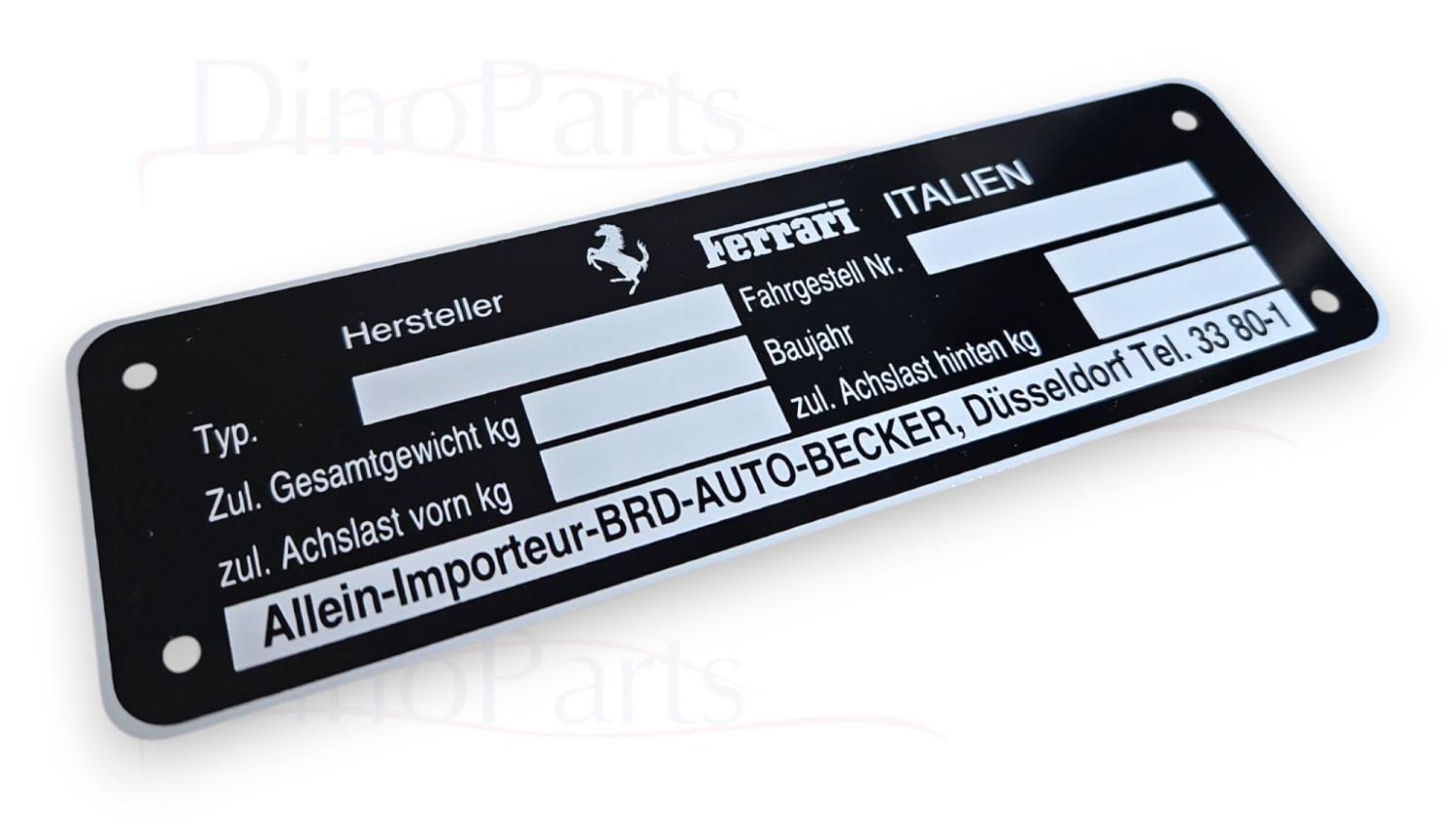 Typenschlid NOS Ferrari AUTO-BECKER