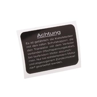 Zündbox-Aufkleber "Achtung..."